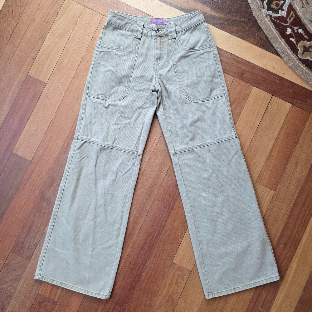 Edikted Juniors Retro 90s Beige Wide Leg Carpenter Style Jeans Size XS